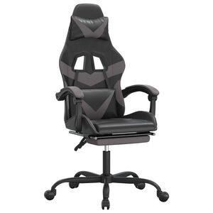 vidaXL Gamingstol med fotst&ouml;d svart och gr&aring; konstl&auml;der