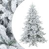 vidaXL Konstgjord Vikbar Julgran Sn&ouml; Flocked Vit 180 cm PVC, st&aring;l