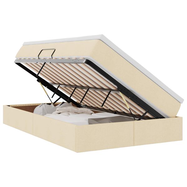 vidaXL F&ouml;rvaringss&auml;ng med madrass Kr&auml;m 120 x 200 cm Polyester