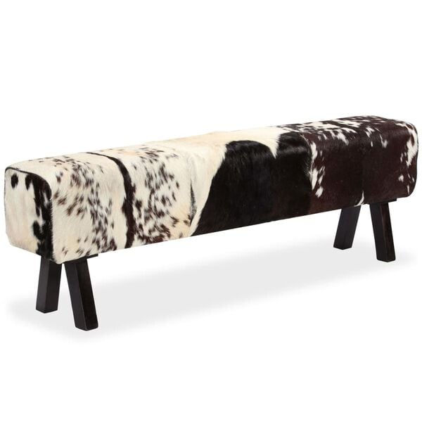 vidaXL B&auml;nk i &auml;kta getskinn 160x28x50 cm