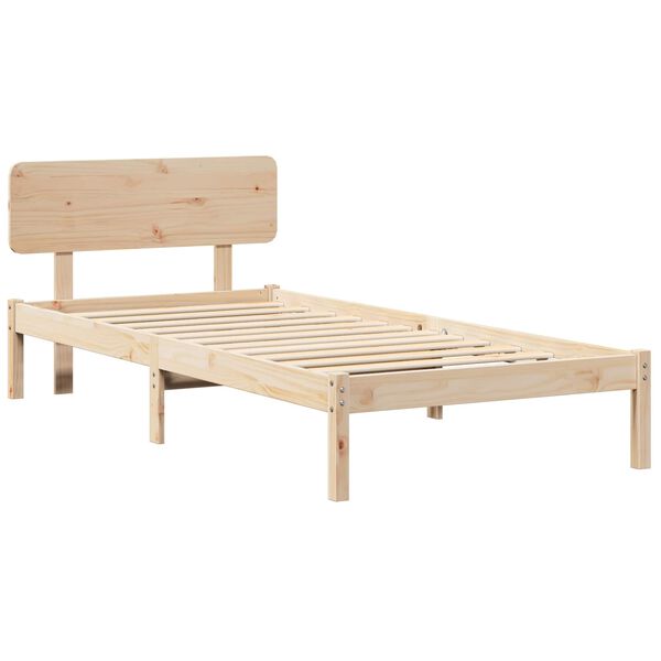 vidaXL Sängram med huvudgavel Naturfärg 75 x 190 cm Massiv furu