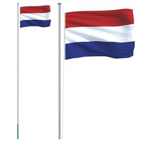 vidaXL Nederländernas flagga och flaggstång 6,23 m aluminium
