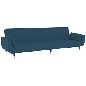 vidaXL B&auml;ddsoffa 2-sits med tv&aring; kuddar bl&aring; sammet