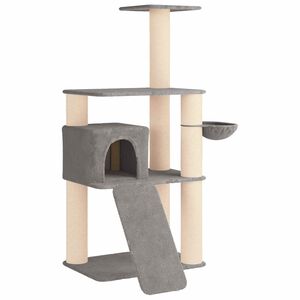 vidaXL Katttr&auml;d med sisal kl&ouml;spelare Ljusgr&aring; 173 cm