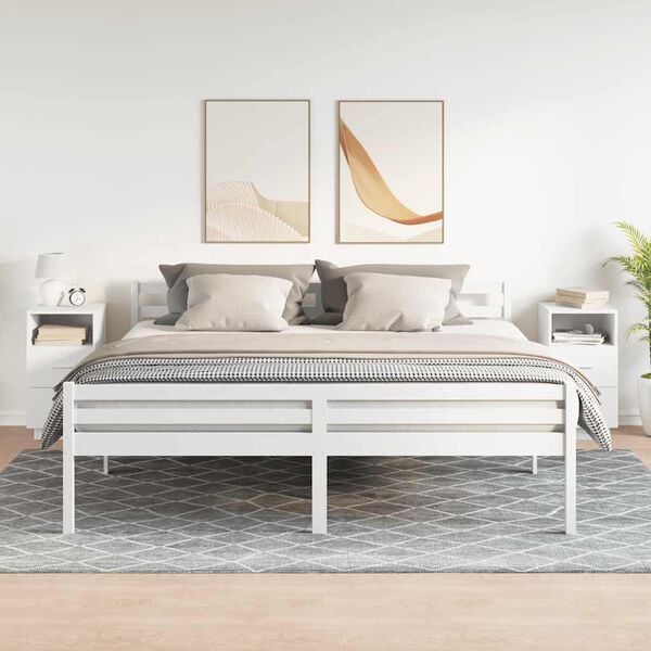 vidaXL S&auml;ngbord 2 st med 2 l&aring;dor vit 36x36x68 cm