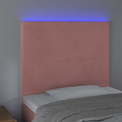 vidaXL Sänggavel LED rosa 100x5x118/128 cm tyg
