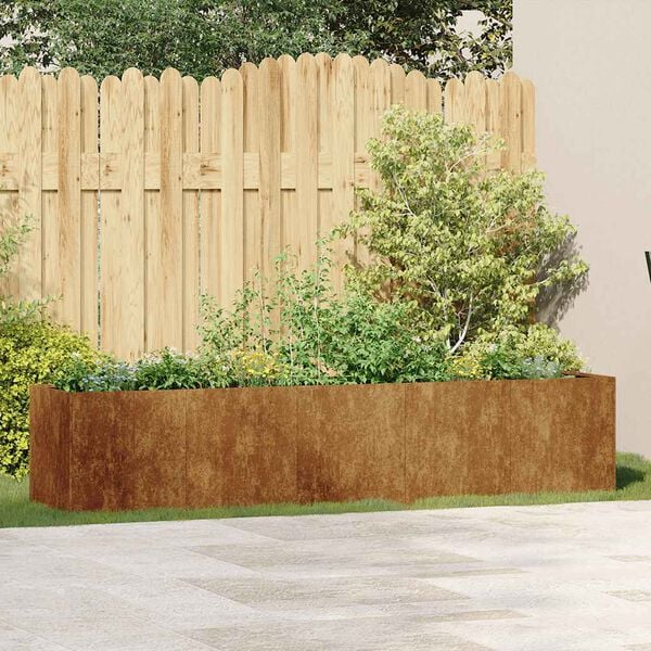 vidaXL Planteringsk&auml;rl rostig 200x40x40 cm v&auml;derbest&auml;ndigt st&aring;l