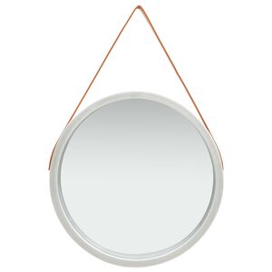 vidaXL V&auml;ggspegel med rem 60 cm silver