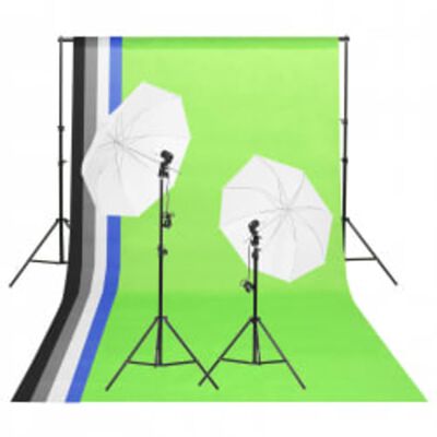 vidaXL Fotostudio med lampor, bakgrund och reflexskärm