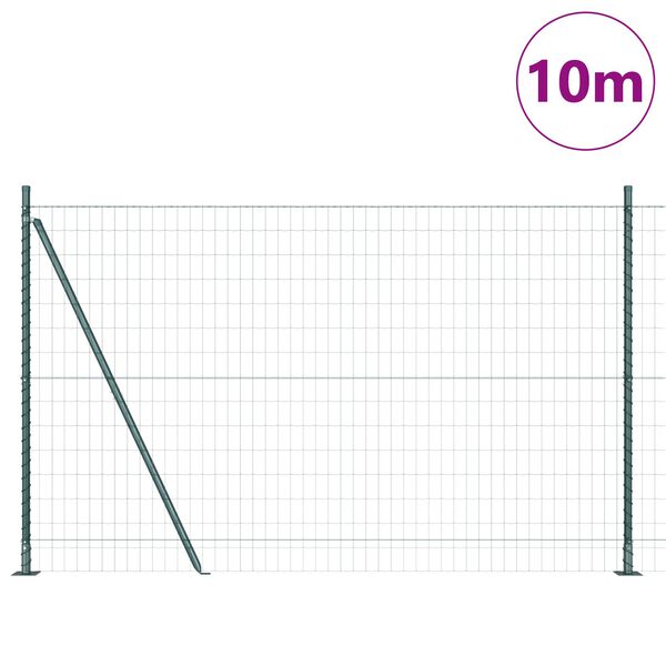 vidaXL St&auml;ngsel med stolpe Gr&ouml;n 1,4 x 10 m St&aring;l och PVC