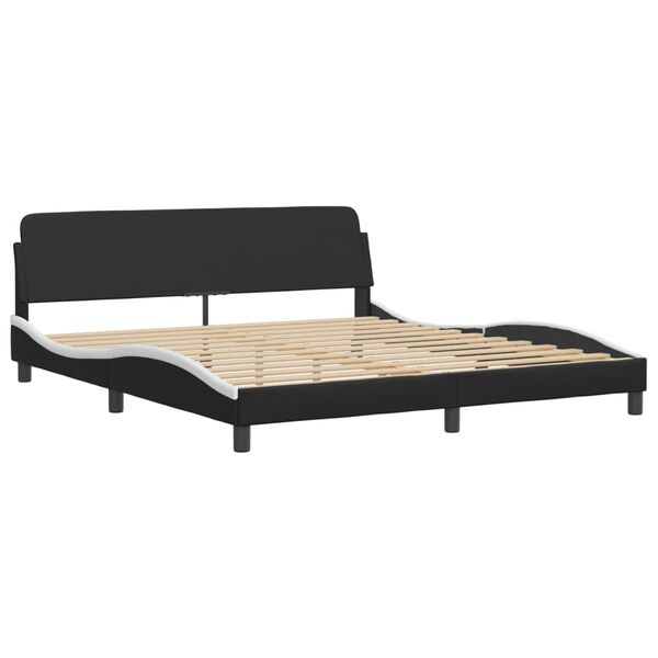 vidaXL Bed "Viana" with Mattress Black and White 180x200 cm Faux Leather