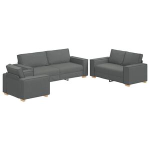 vidaXL Soffa 3 pcs M&ouml;rkgr&aring; 220 x 80 x 84 cm Linnenblandad tyg