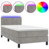 vidaXL Res&aring;rs&auml;ng med madrass och LED ljusgr&aring; 90x190 cm sammet