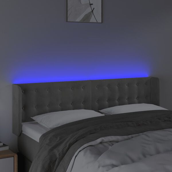 vidaXL S&auml;nggavel LED ljusgr&aring; 147x16x78/88 cm sammet
