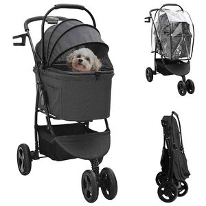 vidaXL Hopf&auml;llbar hundvagn Justerbar Svart 78 x 54 x 101 cm Polyester