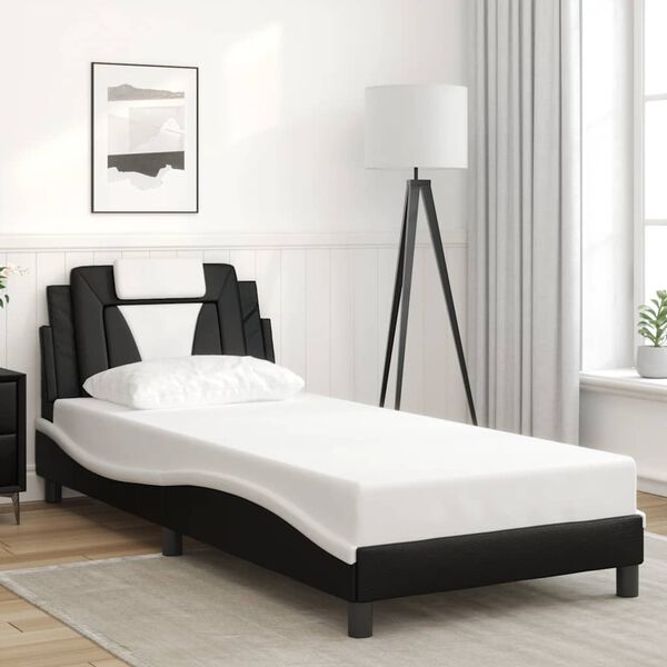 vidaXL Bed Frame "Viana" without Mattress Black and White 80x200 cm Faux Leather