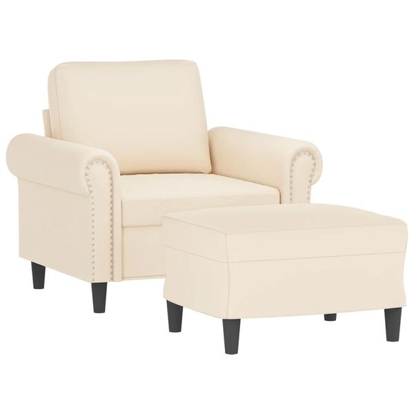 vidaXL F&aring;t&ouml;lj med fotpall Gr&auml;ddvit 60 cm sammet