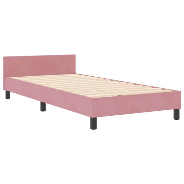 vidaXL B&auml;ddfj&auml;der med huvudgavel Rosa 90 x 190 cm Sammet