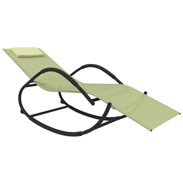 vidaXL Gungande sols&auml;ng gr&auml;ddvit st&aring;l och textilene