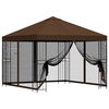 vidaXL Tr&auml;dg&aring;rdsgazebo med sidov&auml;ggar 3 x 3 m Brun Polyester och St&aring;l