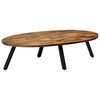 vidaXL Soffbord massiv återvunnen teak oval 120x60x30 cm