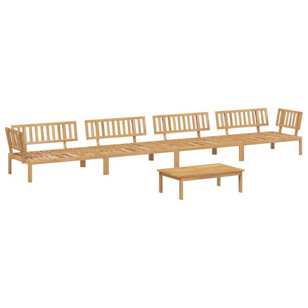 vidaXL Soffset med kudde Enf&auml;rgad 5 pcs Kr&auml;m Massivt Akaciatr&auml;