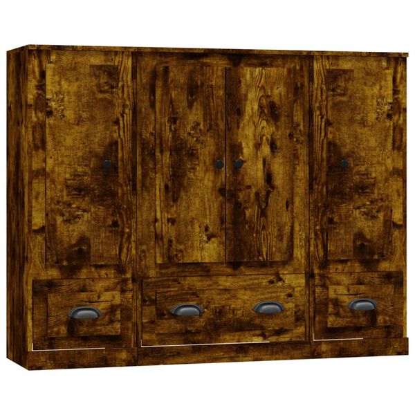 vidaXL H&ouml;gsk&aring;p 3 st r&ouml;kf&auml;rgad ek konstruerat tr&auml;