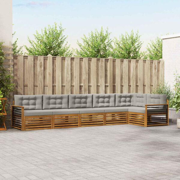 vidaXL Utomhussoffset 6 pcs Naturlig och Ljus Gr&aring; Massivt Akaciatr&auml;