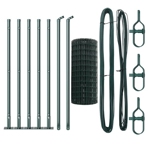 vidaXL St&auml;ngsel med stolpe Gr&ouml;n 0,4 x 10 m St&aring;l och PVC