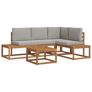 vidaXL Utomhussoffset med kudde 5 Stycke Naturlig och Ljus Gr&aring;