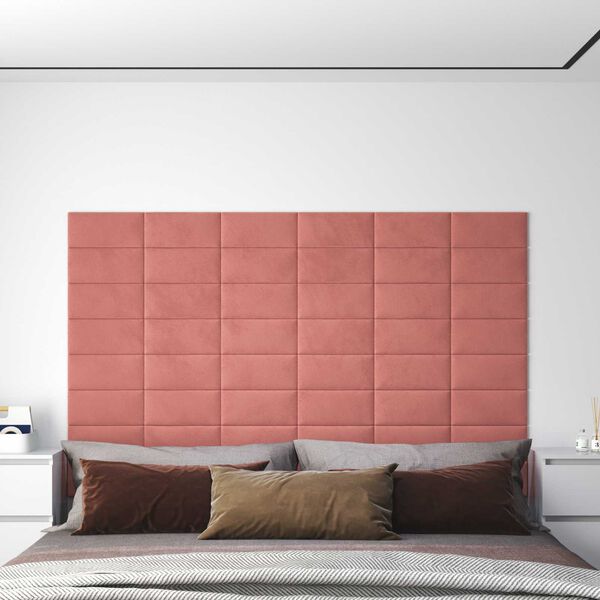 vidaXL V&auml;ggs&auml;nggavel 12 pcs Rosa 30 x 15 cm Sammet