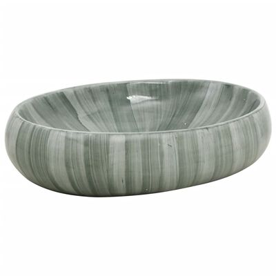 vidaXL Handfat grön oval 59x40x15 cm keramik