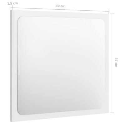 vidaXL Badrumsspegel vit högglans 40x1,5x37 cm spånskiva