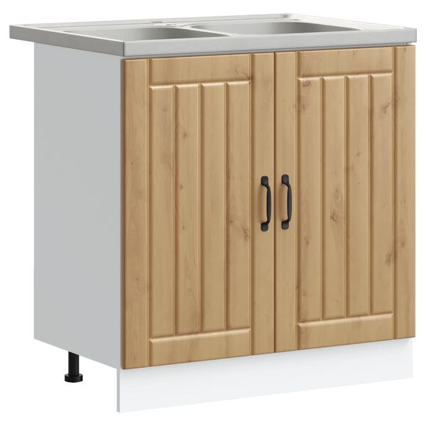 vidaXL Diskb&auml;nkssk&aring;p med d&ouml;rr Lucca 2 pcs Artisan Ek Konstruerat tr&auml;