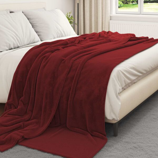 vidaXL Kastfilt Bordeaux R&ouml;d 220 x 240 cm Fleece
