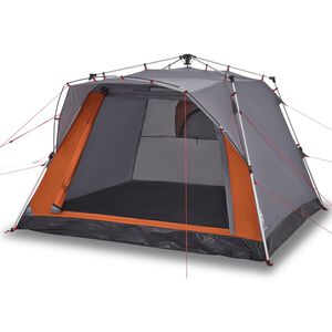 vidaXL Campingt&auml;lt 4 personer gr&aring; och orange snabbrest