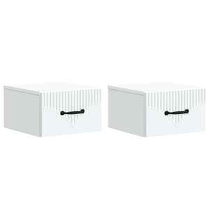 vidaXL V&auml;ggmonterat S&auml;ngbord med l&aring;da 2 pcs Vit 34,5 x 33 x 20 cm