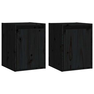 vidaXL V&auml;ggsk&aring;p 2 st svart 30x30x40 cm massiv furu