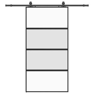 vidaXL Skjutd&ouml;rr med beslag svart 102,5x205 cm h&auml;rdat glas