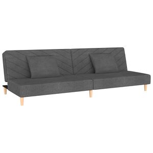 vidaXL B&auml;ddsoffa 2-sits med tv&aring; kuddar m&ouml;rkgr&aring; tyg