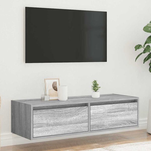vidaXL TV-b&auml;nk med LED-belysning gr&aring; sonama 100X35,5x25 cm