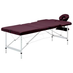 vidaXL Hopf&auml;llbar massageb&auml;nk 3 sektioner aluminium m&ouml;rklila