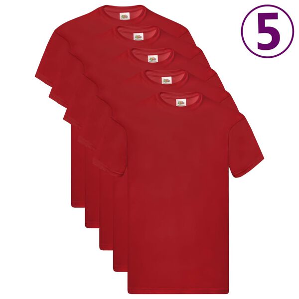 Fruit of the Loom Original T-shirt 5-pack r&ouml;d stl. S bomull