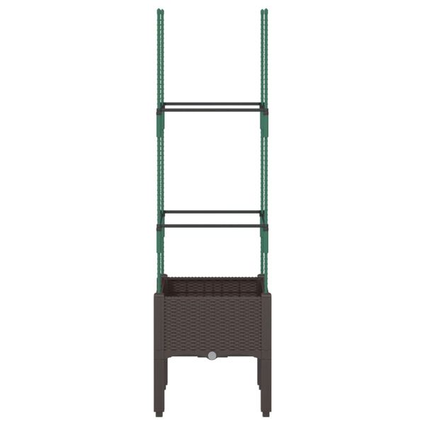 vidaXL Odlingslåda med spaljé brun 40x40x142,5 cm PP