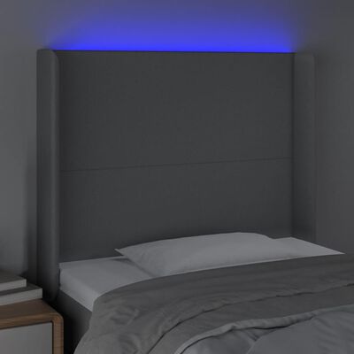 vidaXL Sänggavel LED ljusgrå 103x16x118/128 cm tyg