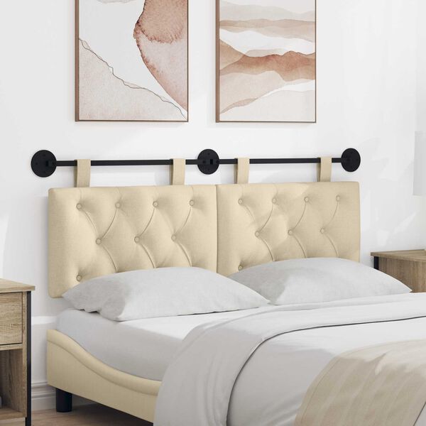 vidaXL H&auml;ngande Huvudgavel V&auml;ggmonterad Kr&auml;m 150 x 55 x 7 cm tyg