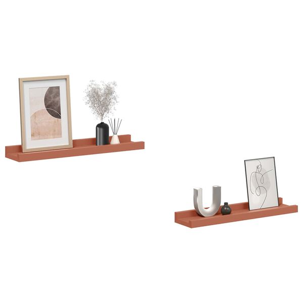 vidaXL V&auml;gg hylla med hylla 2 pcs R&ouml;d 40 x 9 x 3 cm Konstruerat tr&auml;