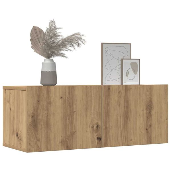 vidaXL V&auml;ggmonterad tv-b&auml;nk 2 st ek 80x30x30 cm