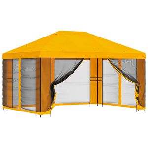 vidaXL Tr&auml;dg&aring;rdsgazebo med sidov&auml;ggar 4 &times; 3 m Gul Polyester och St&aring;l