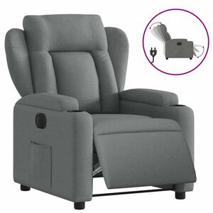 vidaXL Elektrisk reclinerf&aring;t&ouml;lj m&ouml;rkgr&aring; tyg